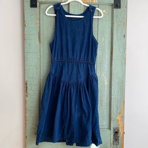 Willowbend Vintage Denim Dress Button Shoulder Cinch Waist